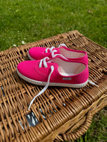 Load image into Gallery viewer, Angelitos Canvas Lace Up Shoes - Bright Pink
