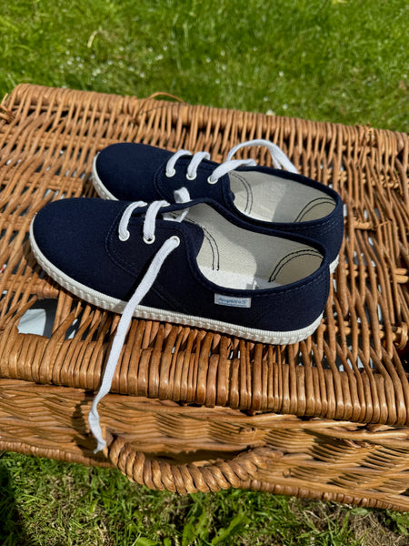 Angelitos Canvas Lace Up Shoes Navy Willabeans