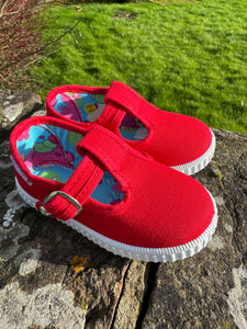 Angelitos T Bar Canvas Shoes - Red
