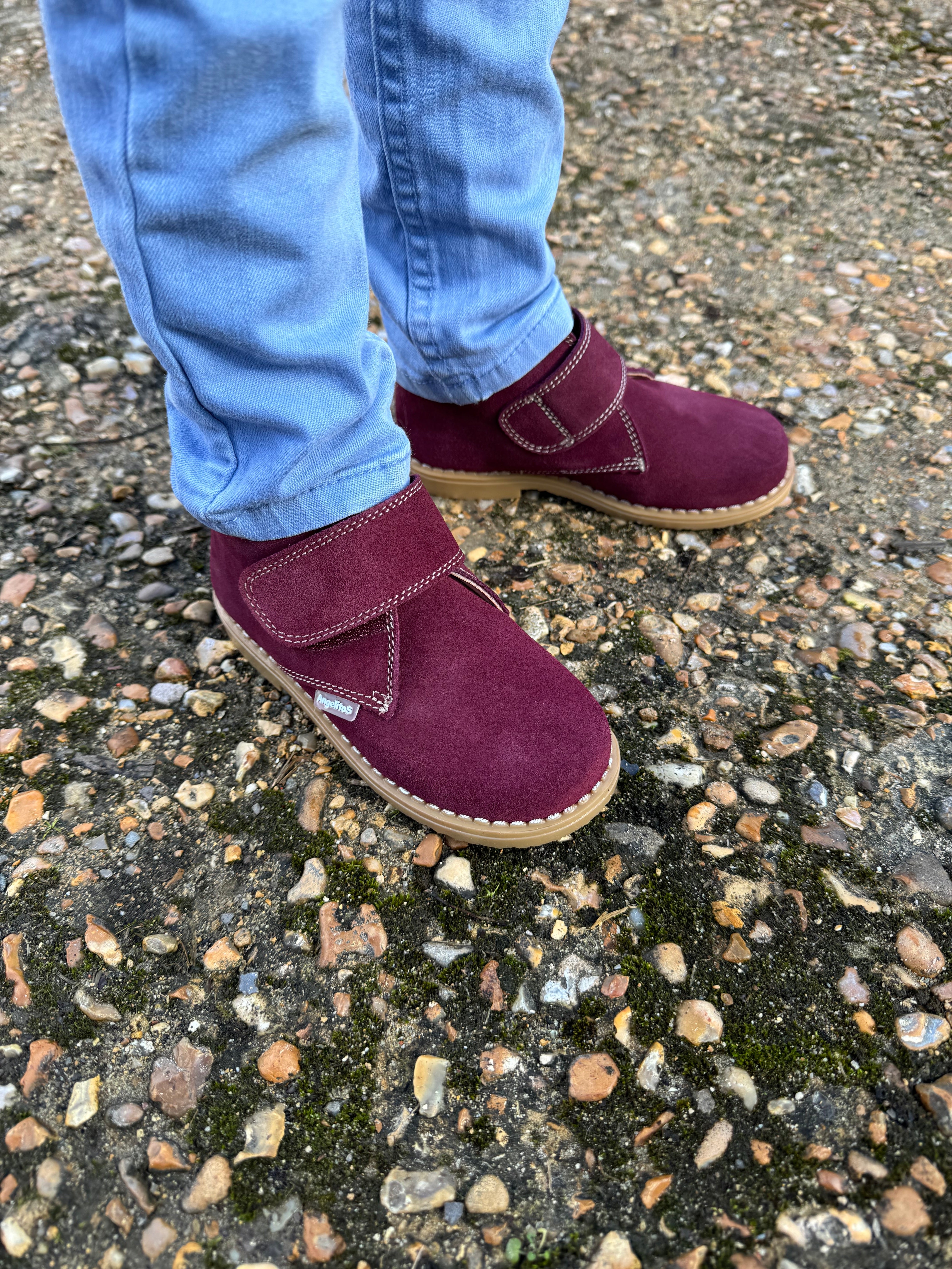 Angelitos Boots - Angelitos Velcro Desert Boots - Burgundy