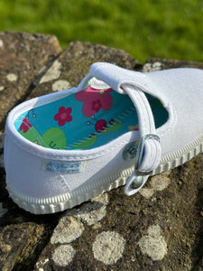 Angelitos T Bar Canvas Shoes - White