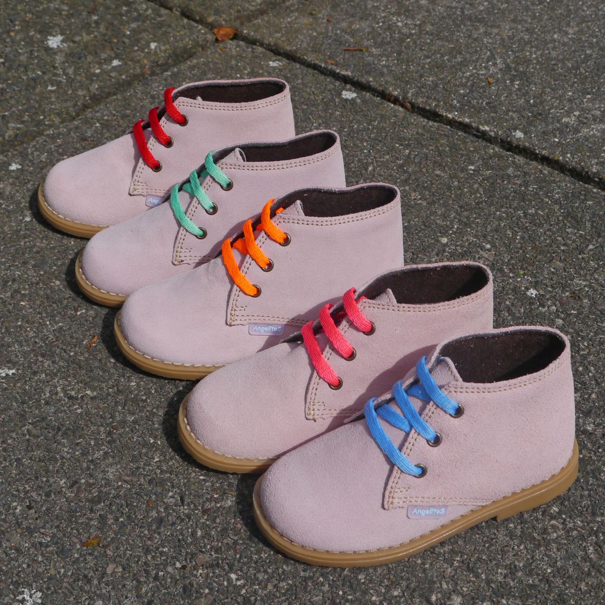 Angelitos Boots Angelitos Lace up Desert Boots Pink Willabeans