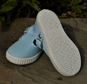 Angelitos T Bar Canvas Shoes - Light Blue