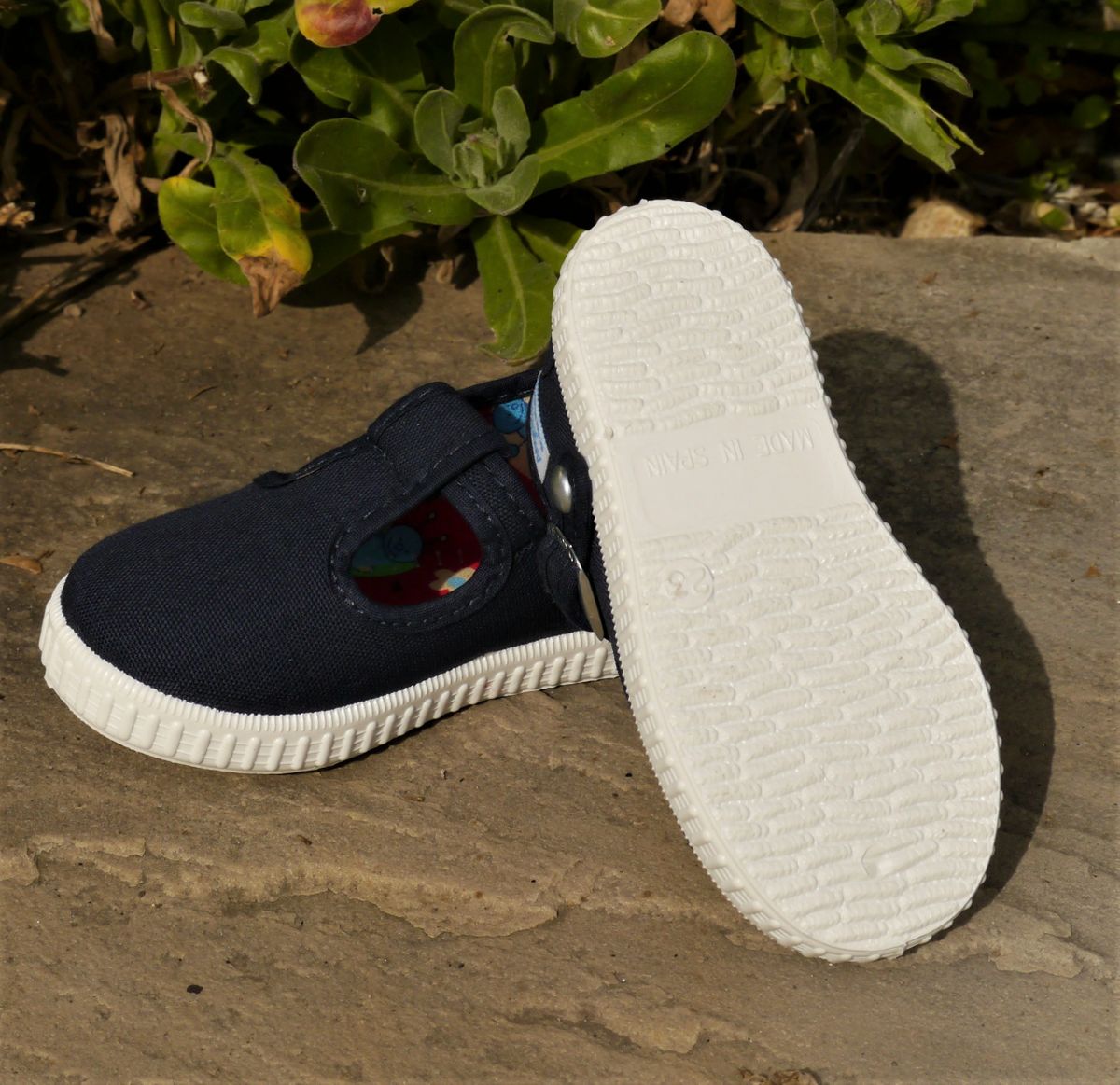 Angelitos T Bar Canvas Shoes - Navy