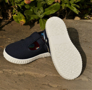 Angelitos T Bar Canvas Shoes - Navy