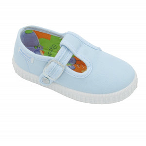 Angelitos T Bar Canvas Shoes - Light Blue